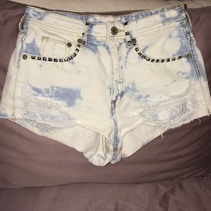Denim Studded Jean Shorts | Acid Wash | H&M
